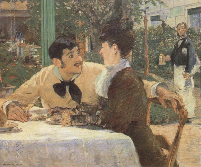 Edouard Manet In the Garden Restaurant of Pere Lathuille